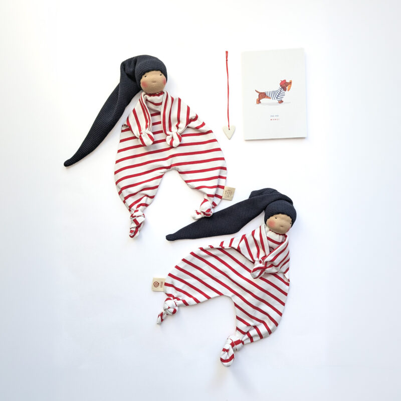 doudou Waldorf bloomy rayure rouge