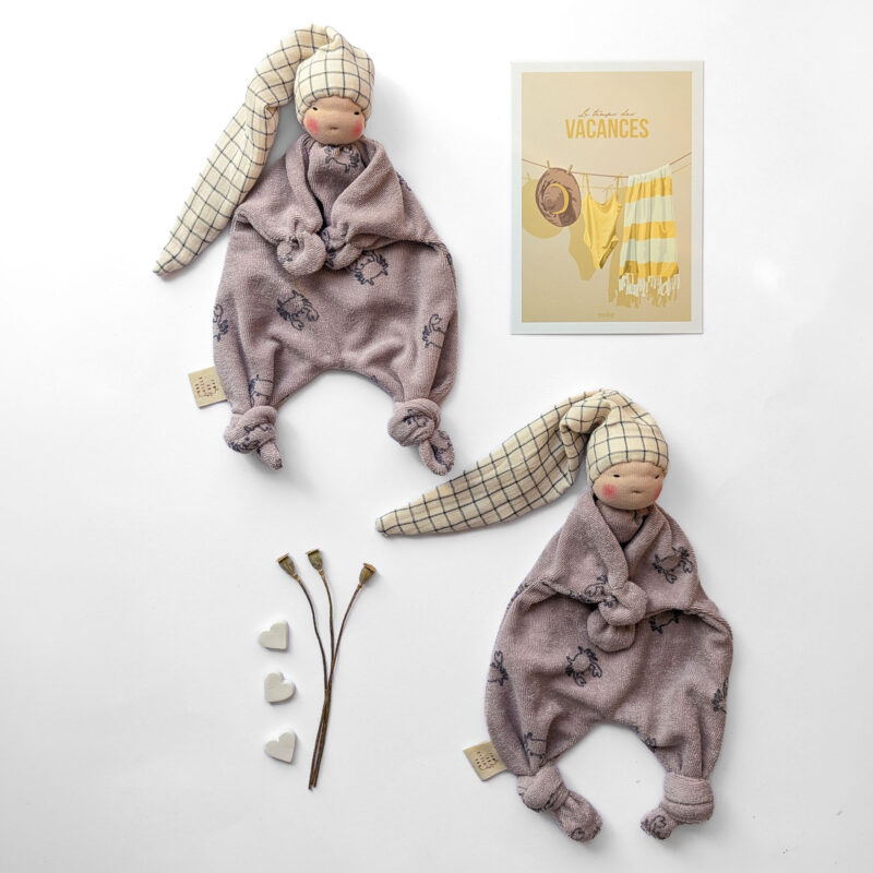 Doudou Waldorf bébé crabe